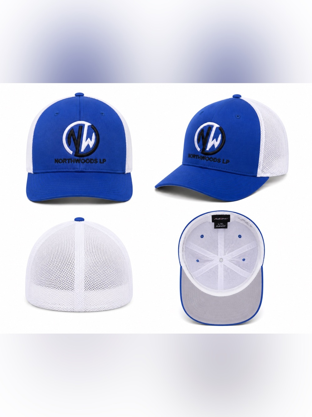 Port Authority Blue and White Northwoods LP Mesh-Back Trucker Hat
